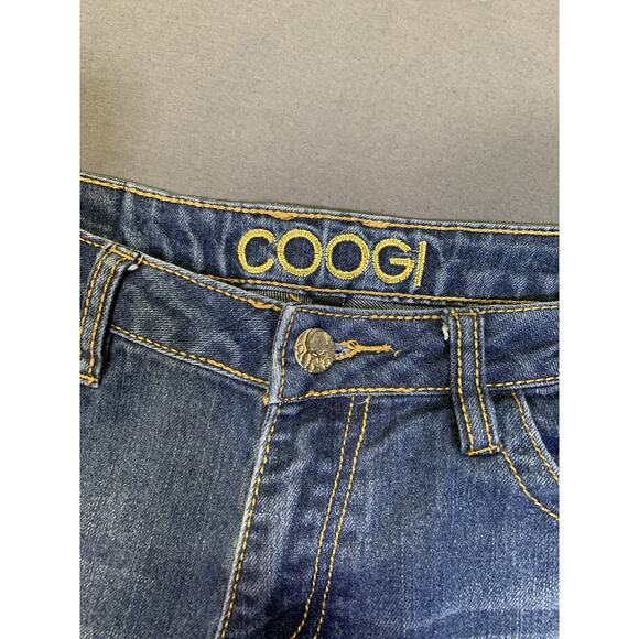 COOGI Frayed Fringe Embroidered Cut-off Jeans Leather Patchwork Y2K Grunge - Picture 3 of 15